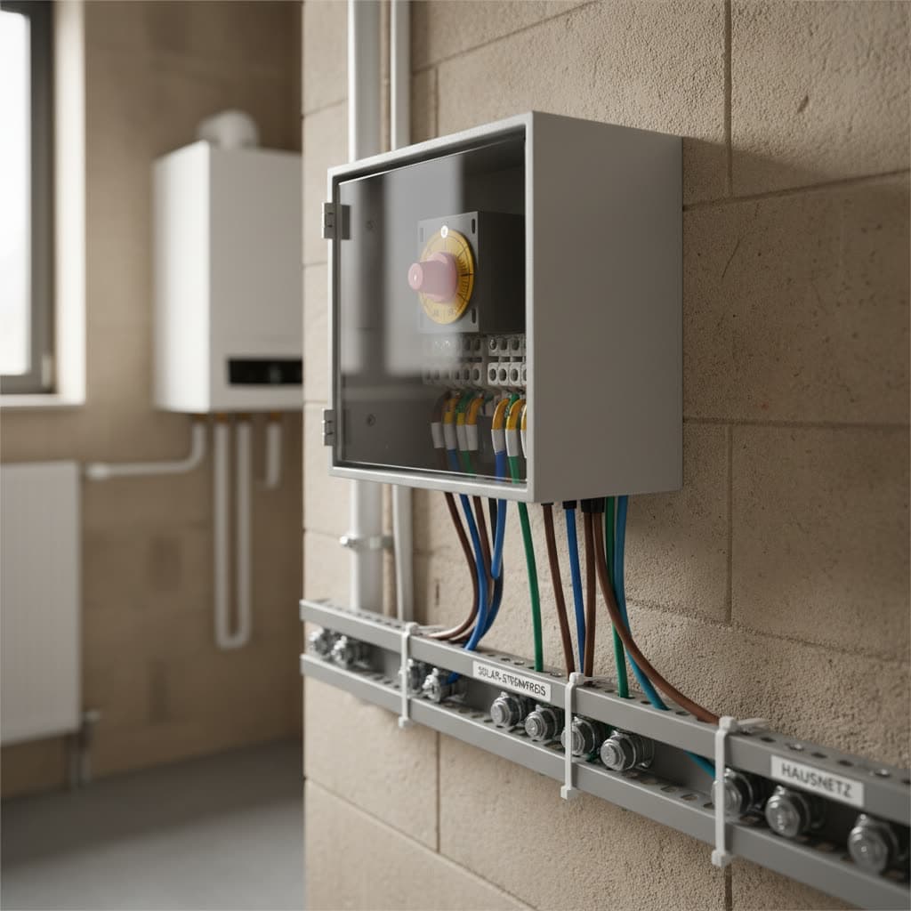 Solar DC-Trennschalter-Box, professionelle Verkabelung, Deutsche Installation